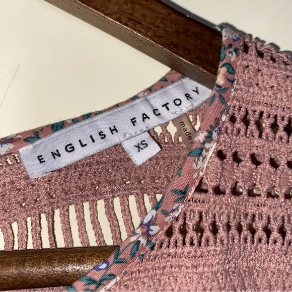 English Factory Dusty Rose Pink Crochet Floral Dress - Picture 2 of 6